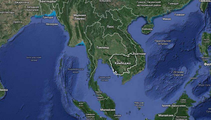 Камбожда на карте мира