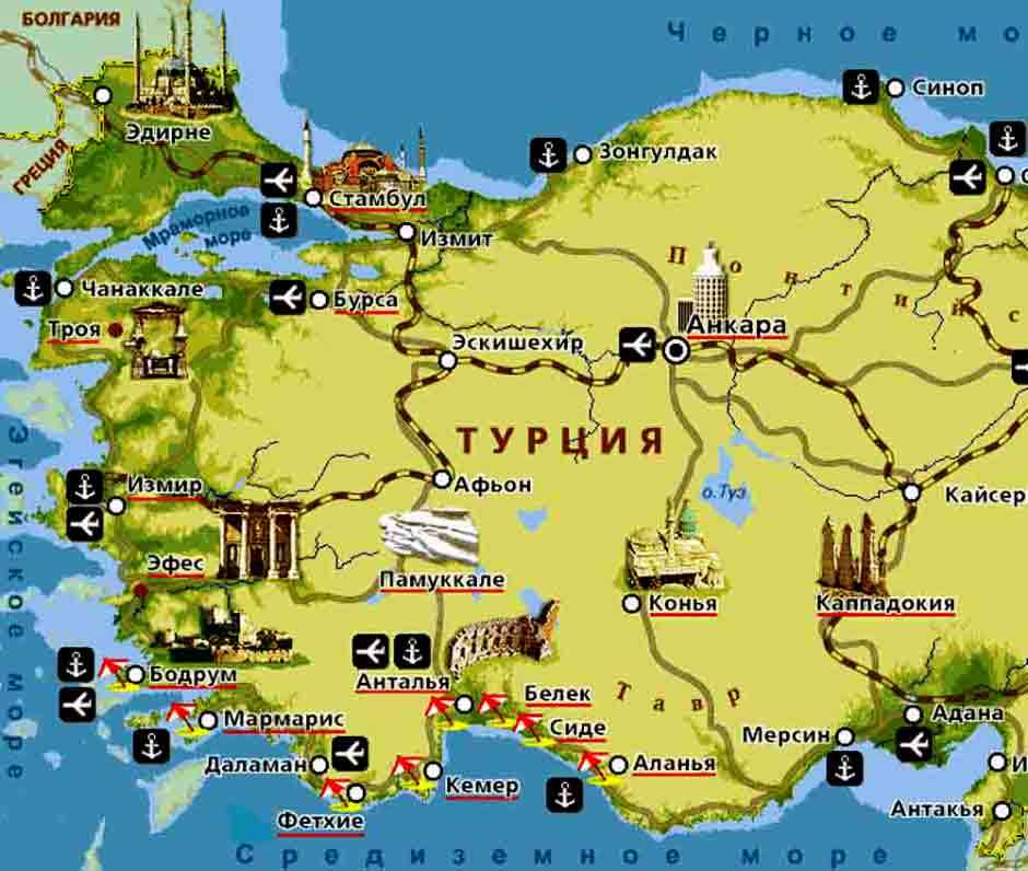 Сиде на карте Турции