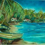 Карибский бассейн на ткани в стиле батик от Henderson Reece